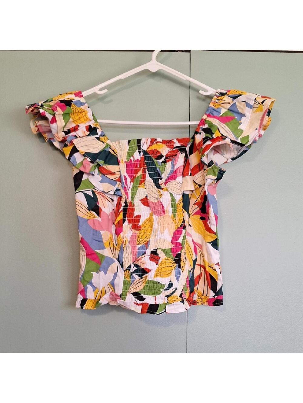Nwt New York & Company Floral Ruffle Tank Top Size Small